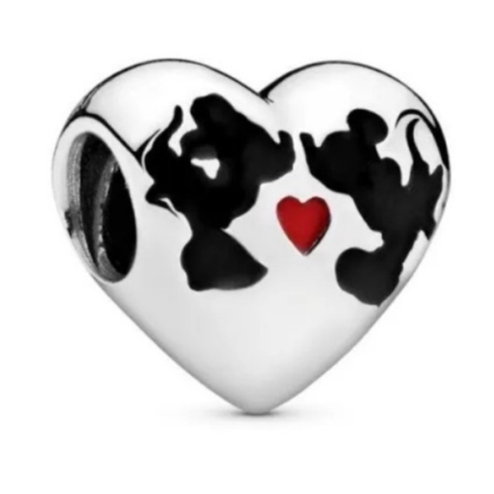 ❤️🖤Pandora Authentic Kissing Heart Mickey and Minnie 🖤❤️